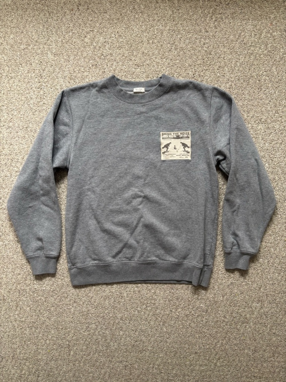 Brandy Melville John Galt Gray Crewneck Sweatshirt with Chest Patch